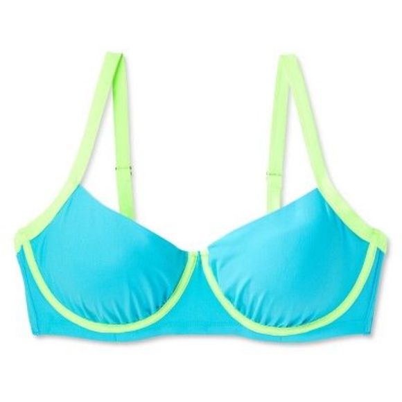 Women's Colorblock Underwire Bikini Top-20 and bottoms- 1X Wild Fable Blue/Green - Picture 3 of 4